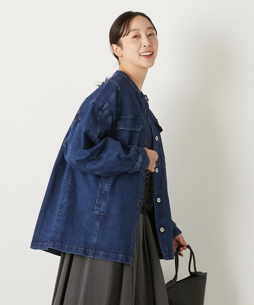 MELROSE claire（メルローズ クレール）の「ノーカラージャケット（ノーカラージャケット・レディース・サックスブルー/インディゴブルー・FREE）」の16枚目の写真