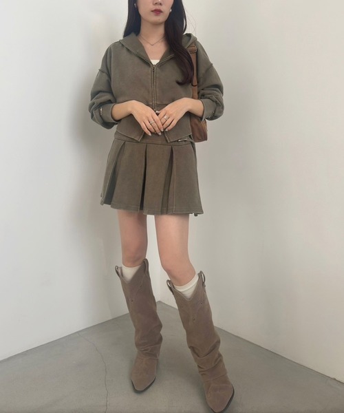 one after another NICE CLAUP（ワンアフターアナザーナイスクラップ）の「セットアップ対応/裏毛ダブルジップパーカー（パーカー・レディース・オフホワイト/スミクロ/杢グレー/カーキ・FREE）」の17枚目の写真