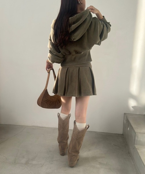 one after another NICE CLAUP（ワンアフターアナザーナイスクラップ）の「セットアップ対応/裏毛ダブルジップパーカー（パーカー・レディース・オフホワイト/スミクロ/杢グレー/カーキ・FREE）」の19枚目の写真