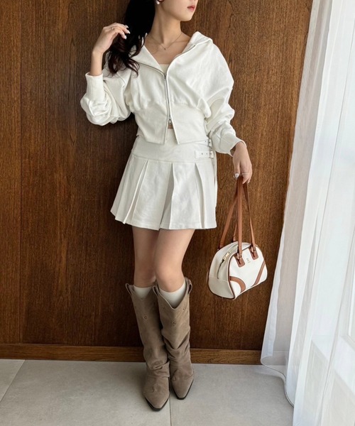 one after another NICE CLAUP（ワンアフターアナザーナイスクラップ）の「セットアップ対応/裏毛ダブルジップパーカー（パーカー・レディース・オフホワイト/スミクロ/杢グレー/カーキ・FREE）」の21枚目の写真