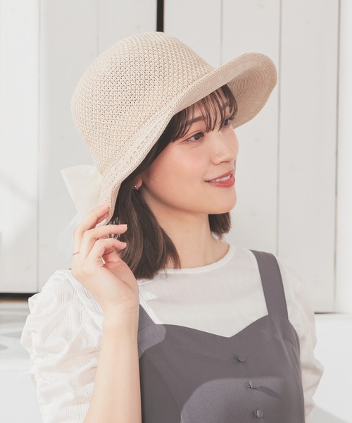 Honeys（ハニーズ）の「透かし編リボン付ハット（ハット・レディース・ベージュ系その他/ベージュ系その他2/モカ・FREE）」の6枚目の写真