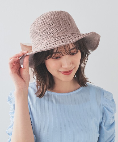 Honeys（ハニーズ）の「透かし編リボン付ハット（ハット・レディース・ベージュ系その他/ベージュ系その他2/モカ・FREE）」の9枚目の写真