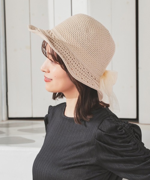 Honeys（ハニーズ）の「透かし編リボン付ハット（ハット・レディース・ベージュ系その他/ベージュ系その他2/モカ・FREE）」の14枚目の写真