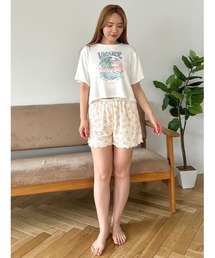 【再値下げ】snidel HOME 花柄ルームウェア上下セット グレー パジャマ HELLO KITTY】総柄開襟シャツ（ルームウェア/パジャマ）｜SNIDEL