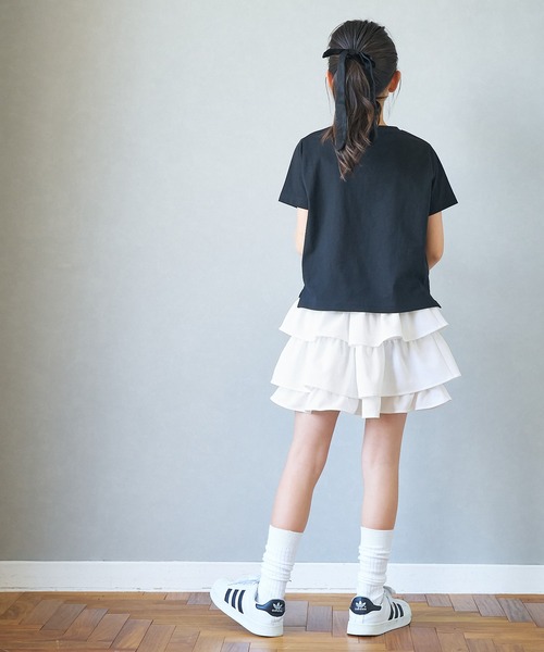 coca(coca)(コカ)の「キッズ ティアードスカート(スカート・キッズ・チャコール/ホワイト・120/150/130/140)」の8枚目の写真