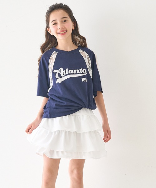 coca(coca)(コカ)の「キッズ ティアードスカート(スカート・キッズ・チャコール/ホワイト・120/150/130/140)」の4枚目の写真