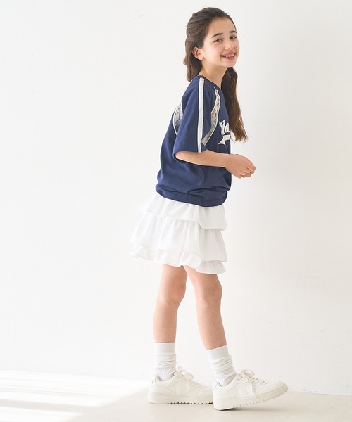 coca(coca)(コカ)の「キッズ ティアードスカート(スカート・キッズ・チャコール/ホワイト・120/150/130/140)」の5枚目の写真