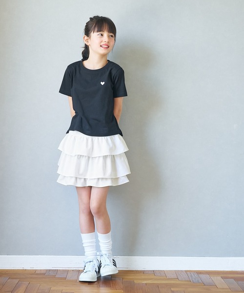 coca(coca)(コカ)の「キッズ ティアードスカート(スカート・キッズ・チャコール/ホワイト・120/150/130/140)」の6枚目の写真
