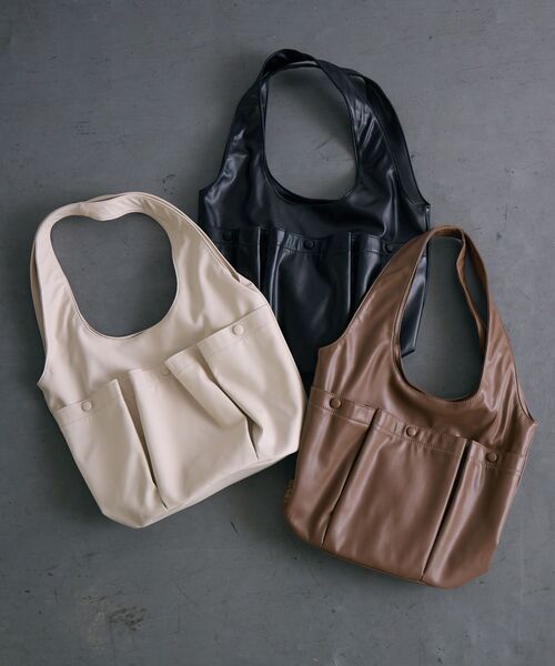 RETRO GIRL（レトロガール）の「3ポケットトートバッグ（トートバッグ・レディース・ブラック/ナチュラル/ブラウン・ONE SIZE）」の4枚目の写真