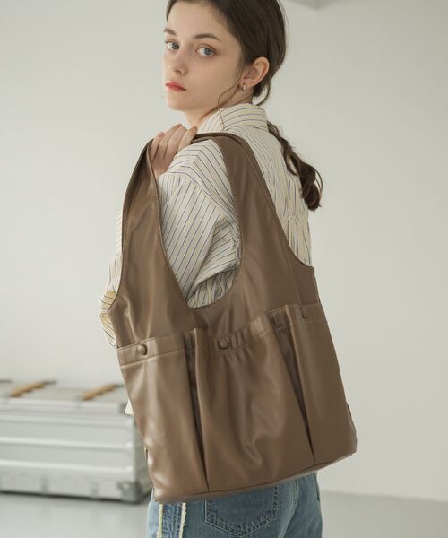 RETRO GIRL（レトロガール）の「3ポケットトートバッグ（トートバッグ・レディース・ブラック/ナチュラル/ブラウン・ONE SIZE）」の7枚目の写真