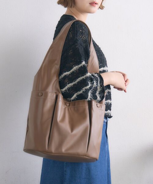 RETRO GIRL（レトロガール）の「3ポケットトートバッグ（トートバッグ・レディース・ブラック/ナチュラル/ブラウン・ONE SIZE）」の8枚目の写真