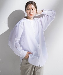 バンドカラーシャツ≪洗濯機で洗える≫