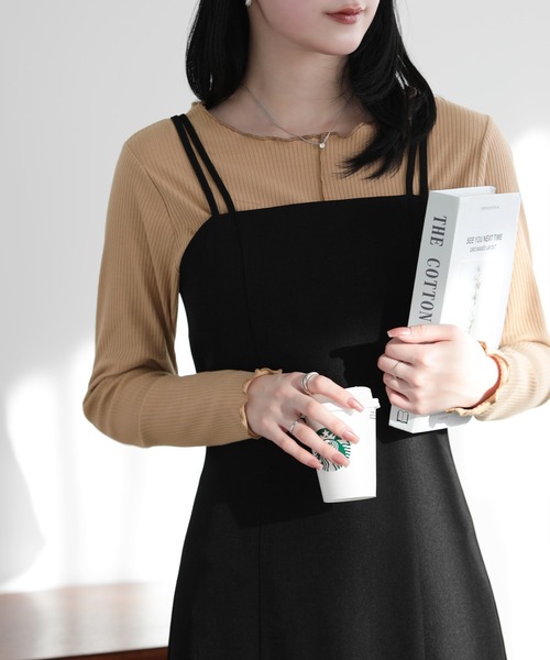 SUNFLOWER EIGHT（サンフラワーエイト）の「2wayメロウロングスリーブ（Tシャツ/カットソー・レディース・ライトグレー/ベージュ/オフホワイト/ブラック・FREE）」の9枚目の写真