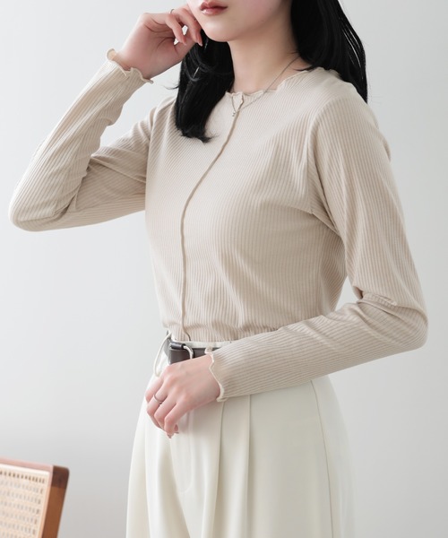 SUNFLOWER EIGHT（サンフラワーエイト）の「2wayメロウロングスリーブ（Tシャツ/カットソー・レディース・ライトグレー/ベージュ/オフホワイト/ブラック・FREE）」の22枚目の写真