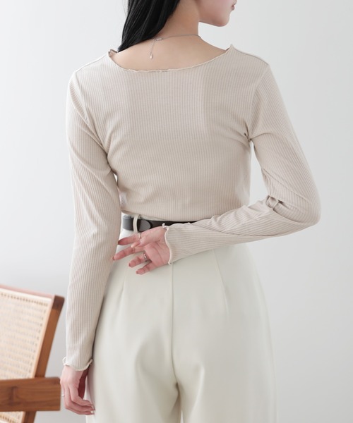 SUNFLOWER EIGHT（サンフラワーエイト）の「2wayメロウロングスリーブ（Tシャツ/カットソー・レディース・ライトグレー/ベージュ/オフホワイト/ブラック・FREE）」の19枚目の写真