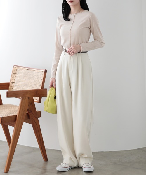 SUNFLOWER EIGHT（サンフラワーエイト）の「2wayメロウロングスリーブ（Tシャツ/カットソー・レディース・ライトグレー/ベージュ/オフホワイト/ブラック・FREE）」の18枚目の写真