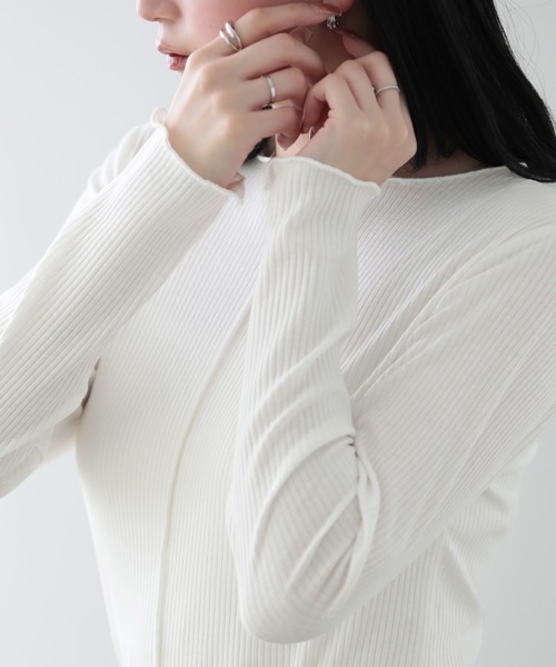 SUNFLOWER EIGHT（サンフラワーエイト）の「2wayメロウロングスリーブ（Tシャツ/カットソー・レディース・ライトグレー/ベージュ/オフホワイト/ブラック・FREE）」の16枚目の写真