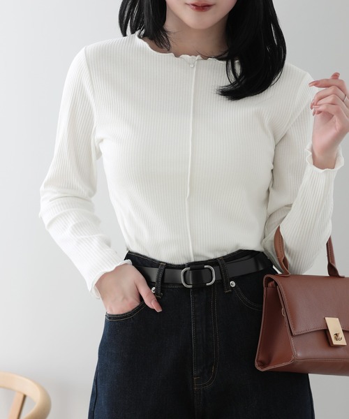 SUNFLOWER EIGHT（サンフラワーエイト）の「2wayメロウロングスリーブ（Tシャツ/カットソー・レディース・ライトグレー/ベージュ/オフホワイト/ブラック・FREE）」の15枚目の写真