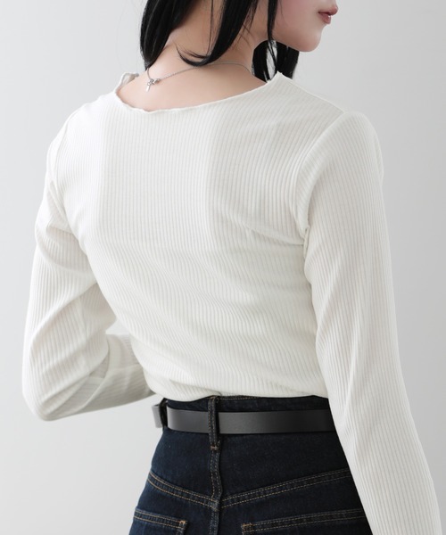 SUNFLOWER EIGHT（サンフラワーエイト）の「2wayメロウロングスリーブ（Tシャツ/カットソー・レディース・ライトグレー/ベージュ/オフホワイト/ブラック・FREE）」の14枚目の写真