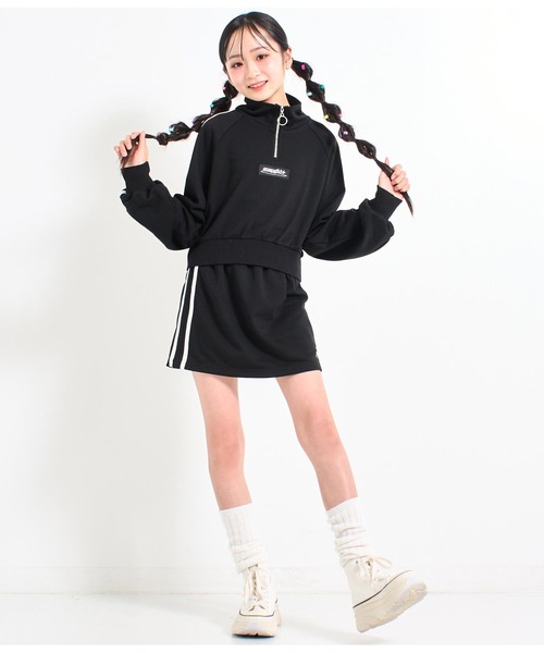 セール】ライン入ハーフジップ×ミニ裏毛スカート セットアップ