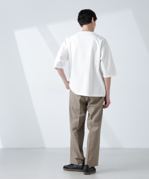 NANO universe（ナノユニバース）の「ルーズフィットワイドスリーブTシャツ 7分袖（Tシャツ/カットソー・メンズ・ブラック/ホワイト/ネイビー/その他1・L/M）」の6枚目の写真