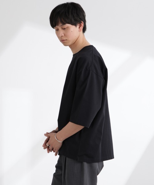 NANO universe（ナノユニバース）の「ルーズフィットワイドスリーブTシャツ 7分袖（Tシャツ/カットソー・メンズ・ブラック/ホワイト/ネイビー/その他1・L/M）」の8枚目の写真