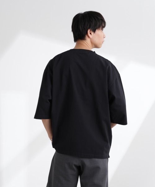 NANO universe（ナノユニバース）の「ルーズフィットワイドスリーブTシャツ 7分袖（Tシャツ/カットソー・メンズ・ブラック/ホワイト/ネイビー/その他1・L/M）」の9枚目の写真
