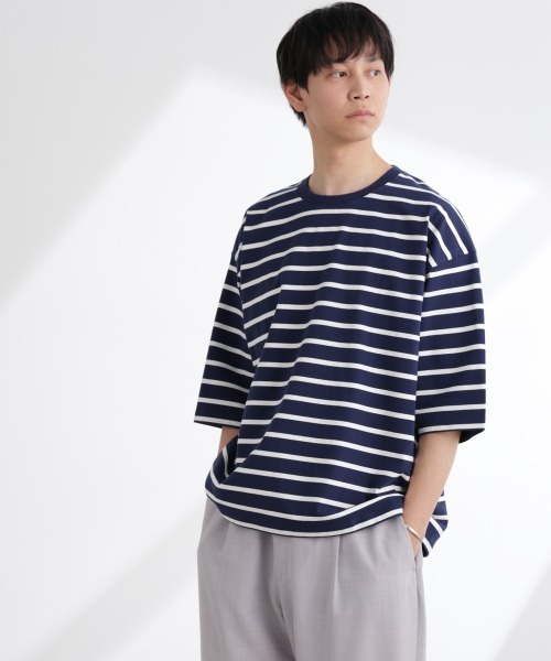 NANO universe（ナノユニバース）の「ルーズフィットワイドスリーブTシャツ 7分袖（Tシャツ/カットソー・メンズ・ブラック/ホワイト/ネイビー/その他1・L/M）」の15枚目の写真