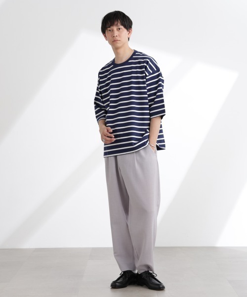 NANO universe（ナノユニバース）の「ルーズフィットワイドスリーブTシャツ 7分袖（Tシャツ/カットソー・メンズ・ブラック/ホワイト/ネイビー/その他1・L/M）」の17枚目の写真