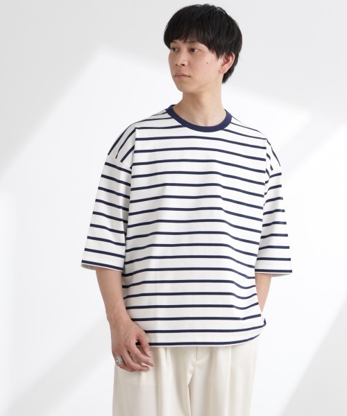 NANO universe（ナノユニバース）の「ルーズフィットワイドスリーブTシャツ 7分袖（Tシャツ/カットソー・メンズ・ブラック/ホワイト/ネイビー/その他1・L/M）」の21枚目の写真