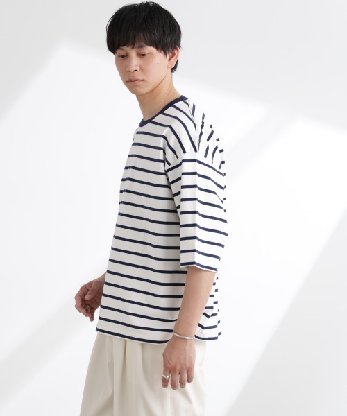 NANO universe（ナノユニバース）の「ルーズフィットワイドスリーブTシャツ 7分袖（Tシャツ/カットソー・メンズ・ブラック/ホワイト/ネイビー/その他1・L/M）」の22枚目の写真