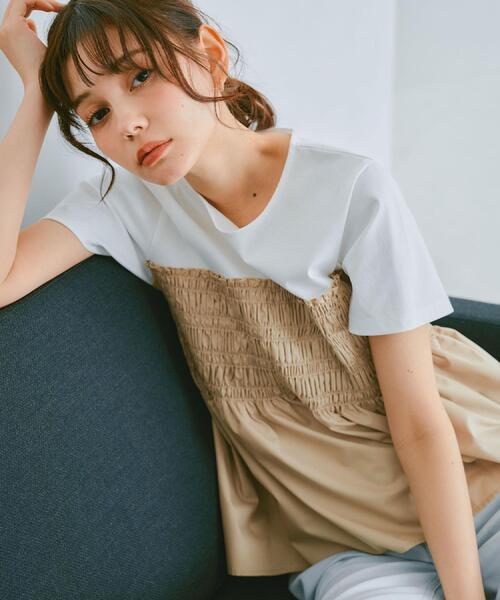 index（インデックス）の「シャーリングドッキングペプラムトップス【洗濯機洗い可】（Tシャツ/カットソー・レディース・キャメル/ブラック/ブラック系4・42/38/40/36）」の21枚目の写真