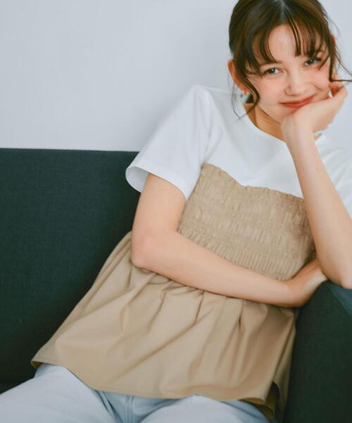 index（インデックス）の「シャーリングドッキングペプラムトップス【洗濯機洗い可】（Tシャツ/カットソー・レディース・キャメル/ブラック/ブラック系4・42/38/40/36）」の22枚目の写真