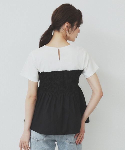 index（インデックス）の「シャーリングドッキングペプラムトップス【洗濯機洗い可】（Tシャツ/カットソー・レディース・キャメル/ブラック/ブラック系4・42/38/40/36）」の16枚目の写真