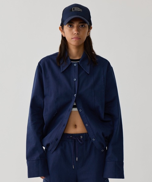 BEEDEN（ビーデン）の「SWITCHING SHIRT（シャツ/ブラウス・レディース・ホワイト/ネイビー/ブラウン・FREE）」の2枚目の写真