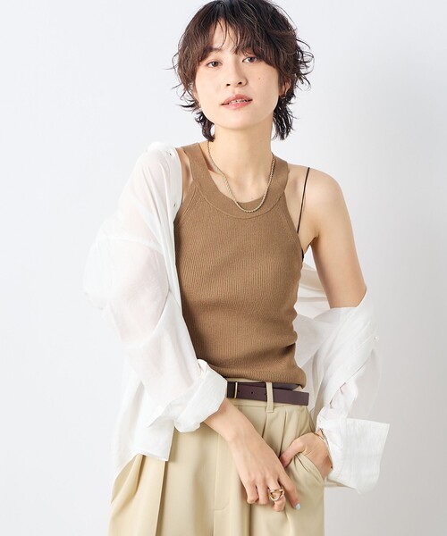 NOLLEY’S Sophi（ノーリーズソフィ）の「《アンサンブル対応》《手洗い可能》イタリー糸ホルターネックタンクトップ（タンクトップ・レディース・ブラウン/ベージュ/ブラック・38）」の2枚目の写真