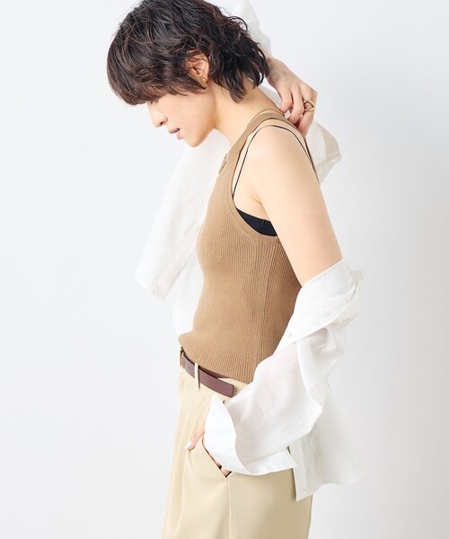 NOLLEY’S Sophi（ノーリーズソフィ）の「《アンサンブル対応》《手洗い可能》イタリー糸ホルターネックタンクトップ（タンクトップ・レディース・ブラウン/ベージュ/ブラック・38）」の21枚目の写真