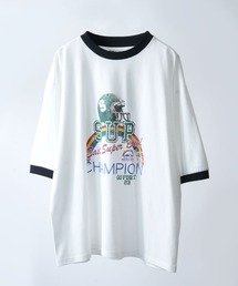 Soupy Soupy（スーピースーピー）の「【Soupy Soupy】old design vintage like printed raglan sleeves ringer T-shirts/オールドデザイン ヴィンテージライク プリント ラグランTシャツ リンガーTシャツ（Tシャツ/カットソー）」