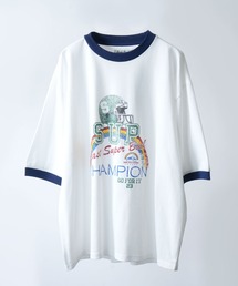 Soupy Soupy（スーピースーピー）の「【Soupy Soupy】old design vintage like printed raglan sleeves ringer T-shirts/オールドデザイン ヴィンテージライク プリント ラグランTシャツ リンガーTシャツ（Tシャツ/カットソー）」
