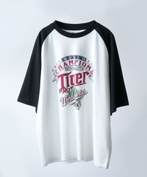 【Soupy Soupy】old design vintage like printed raglan sleeves ringer T-shirts/オールドデザイン ヴィンテージライク プリント ラグランTシャツ リンガーTシャツ