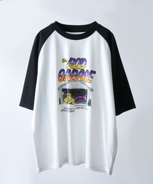 【Soupy Soupy】old design vintage like printed raglan sleeves ringer T-shirts/オールドデザイン ヴィンテージライク プリント ラグランTシャツ リンガーTシャツ