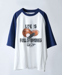 Soupy Soupy（スーピースーピー）の「【Soupy Soupy】old design vintage like printed raglan sleeves ringer T-shirts/オールドデザイン ヴィンテージライク プリント ラグランTシャツ リンガーTシャツ（Tシャツ/カットソー）」