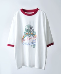 Soupy Soupy（スーピースーピー）の「【Soupy Soupy】old design vintage like printed raglan sleeves ringer T-shirts/オールドデザイン ヴィンテージライク プリント ラグランTシャツ リンガーTシャツ（Tシャツ/カットソー）」