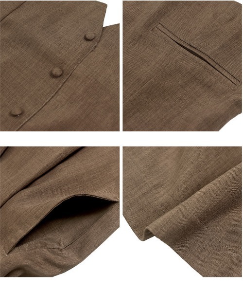 麻タッチキャミベスト×タックパンツセットアップ（セットアップ