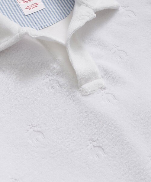 BROOKS BROTHERS（ブルックスブラザーズ）の「コットン／ポリエステルジャージー　テリークロス　GFジャカード　ポロシャツ（ポロシャツ・メンズ・ホワイト/ネイビー・MEDIUM/SMALL/LARGE/X-LARGE/X-SMALL）」の3枚目の写真