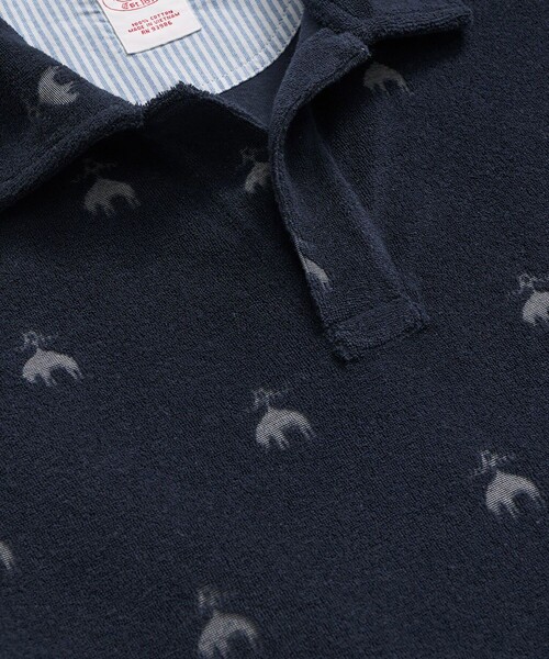 BROOKS BROTHERS（ブルックスブラザーズ）の「コットン／ポリエステルジャージー　テリークロス　GFジャカード　ポロシャツ（ポロシャツ・メンズ・ホワイト/ネイビー・MEDIUM/SMALL/LARGE/X-LARGE/X-SMALL）」の5枚目の写真
