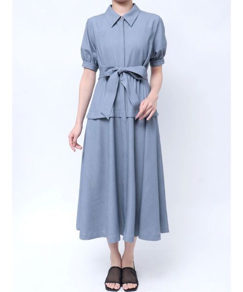TONAL(トーナル)の「デニムライクシャツフレアワンピース(ワンピース・レディース・インディゴブルー/ネイビー・MEDIUM)」の1枚目の写真