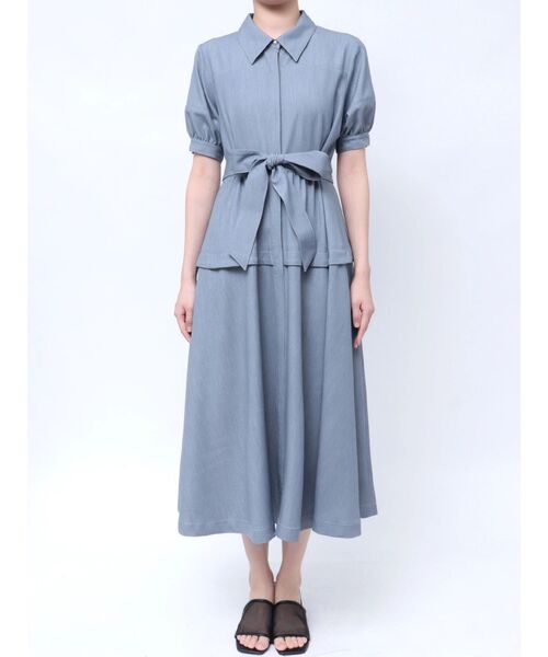 TONAL(トーナル)の「デニムライクシャツフレアワンピース(ワンピース・レディース・インディゴブルー/ネイビー・MEDIUM)」の13枚目の写真