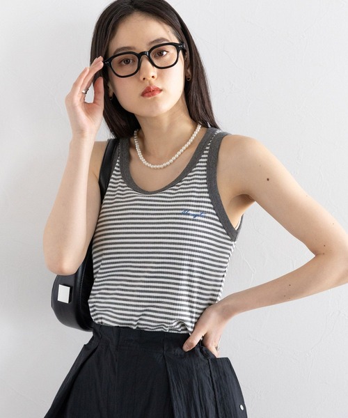 RAGEBLUE(レイジブルー)の「ワンポイント刺繍リブタンクトップ(タンクトップ・レディース・ホワイト/グレー×ホワイト・FREE)」の11枚目の写真