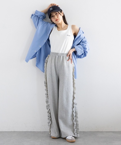 RAGEBLUE(レイジブルー)の「ワンポイント刺繍リブタンクトップ(タンクトップ・レディース・ホワイト/グレー×ホワイト・FREE)」の4枚目の写真